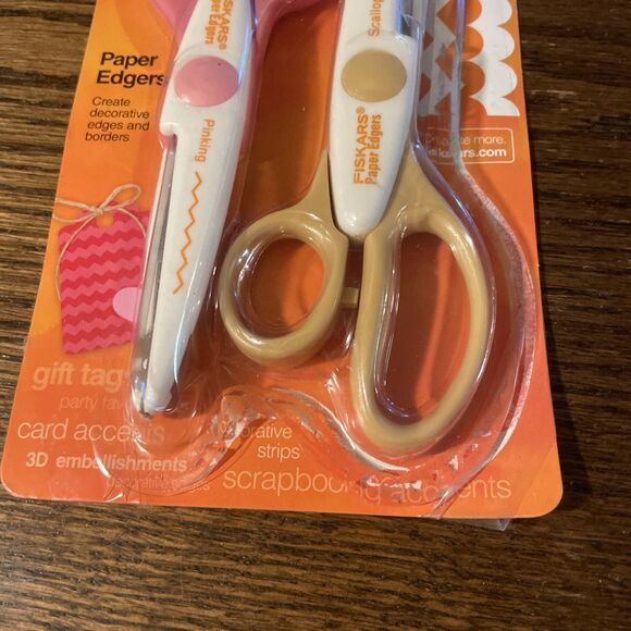 Fiskars Paper Edgers Scissors Pinking Scallop Craft Gift Tags Scrapbooking - Picture 2 of 5